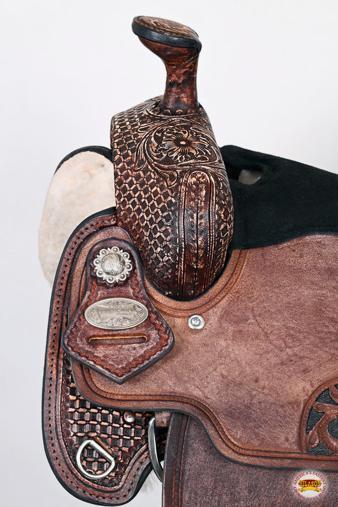 HILASON W. H. Ranch Roping Roper American Leather Saddle Dark Brown –