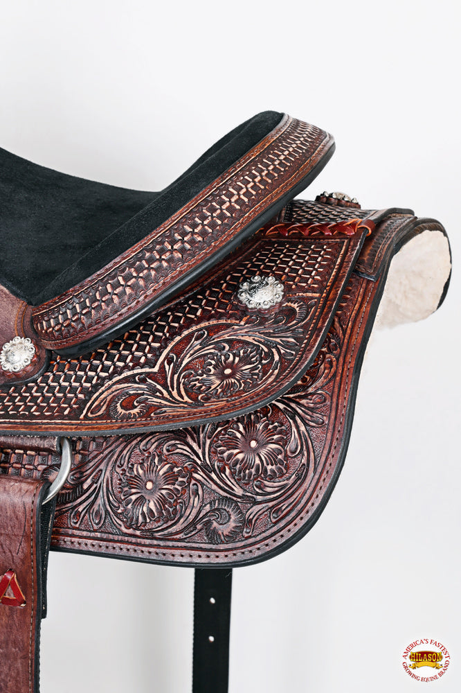 HILASON W. H. Ranch Roping Roper American Leather Saddle Dark Brown –