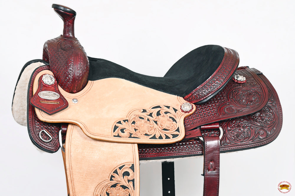 HILASON W. H. Ranch Roping Roper American Leather Saddle Mahogany –