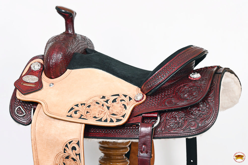HILASON W. H. Ranch Roping Roper American Leather Saddle Mahogany –