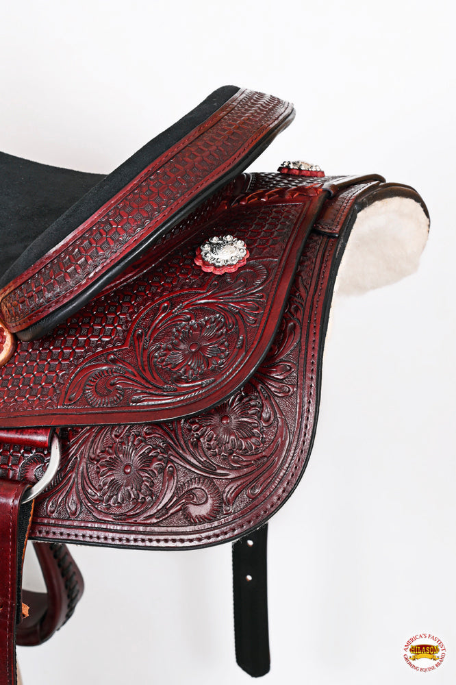 HILASON W. H. Ranch Roping Roper American Leather Saddle Mahogany –