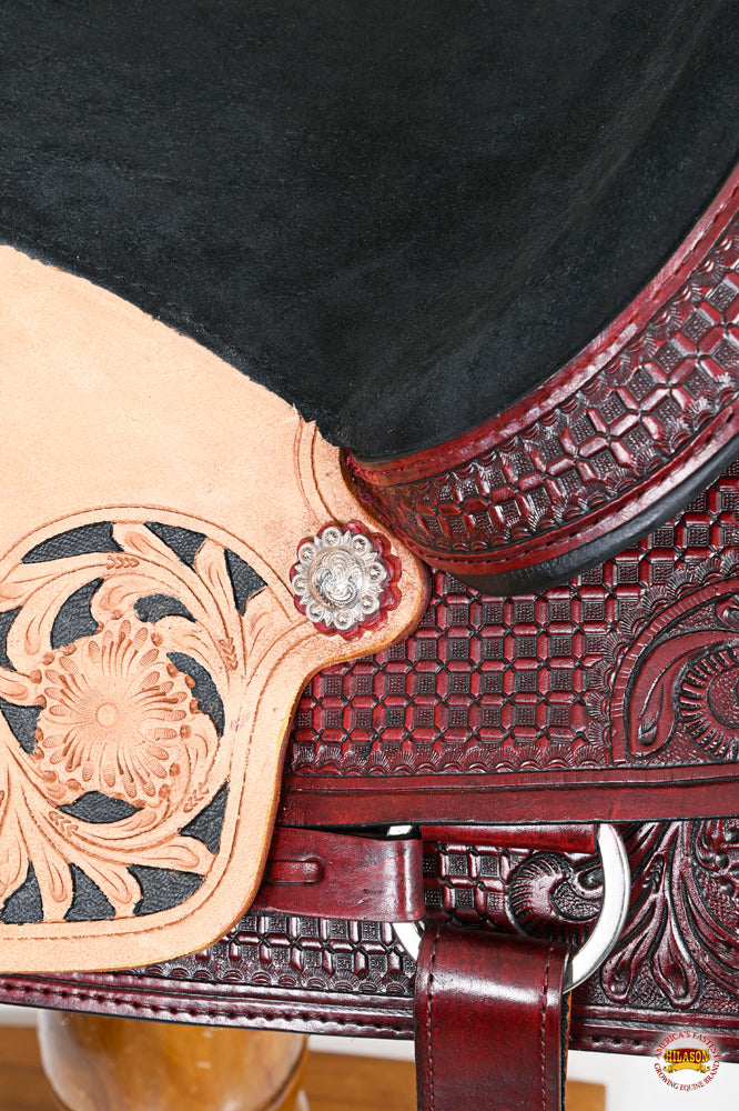 HILASON W. H. Ranch Roping Roper American Leather Saddle Mahogany –