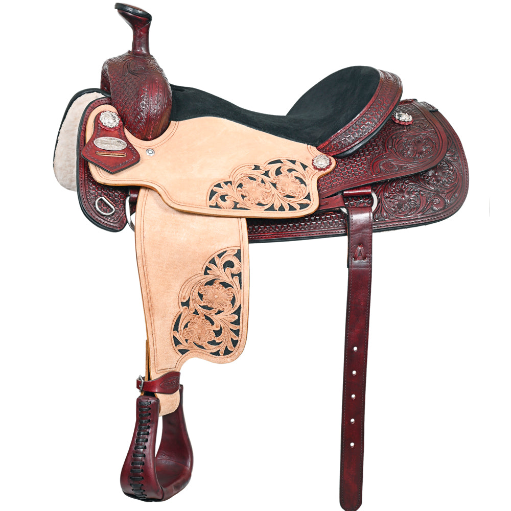 HILASON W. H. Ranch Roping Roper American Leather Saddle Mahogany –