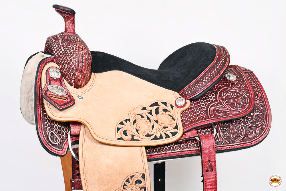 HILASON W. H. Ranch Roping Roper American Leather Saddle Mahogany –