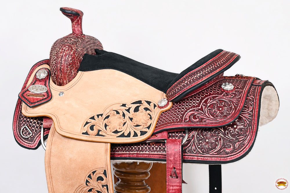 HILASON W. H. Ranch Roping Roper American Leather Saddle Mahogany –