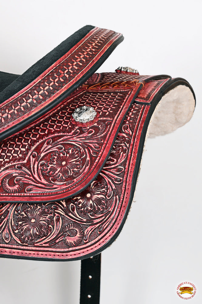 HILASON W. H. Ranch Roping Roper American Leather Saddle Mahogany –