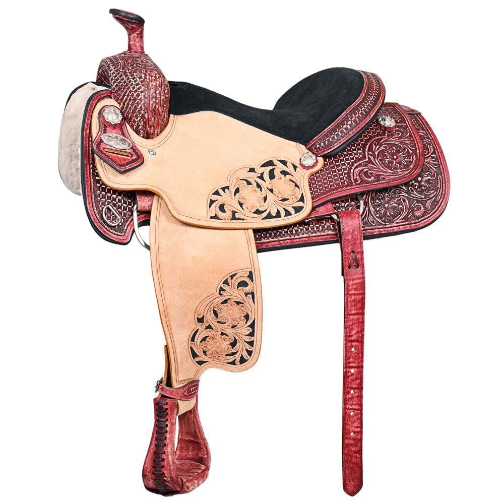 HILASON W. H. Ranch Roping Roper American Leather Saddle Mahogany –