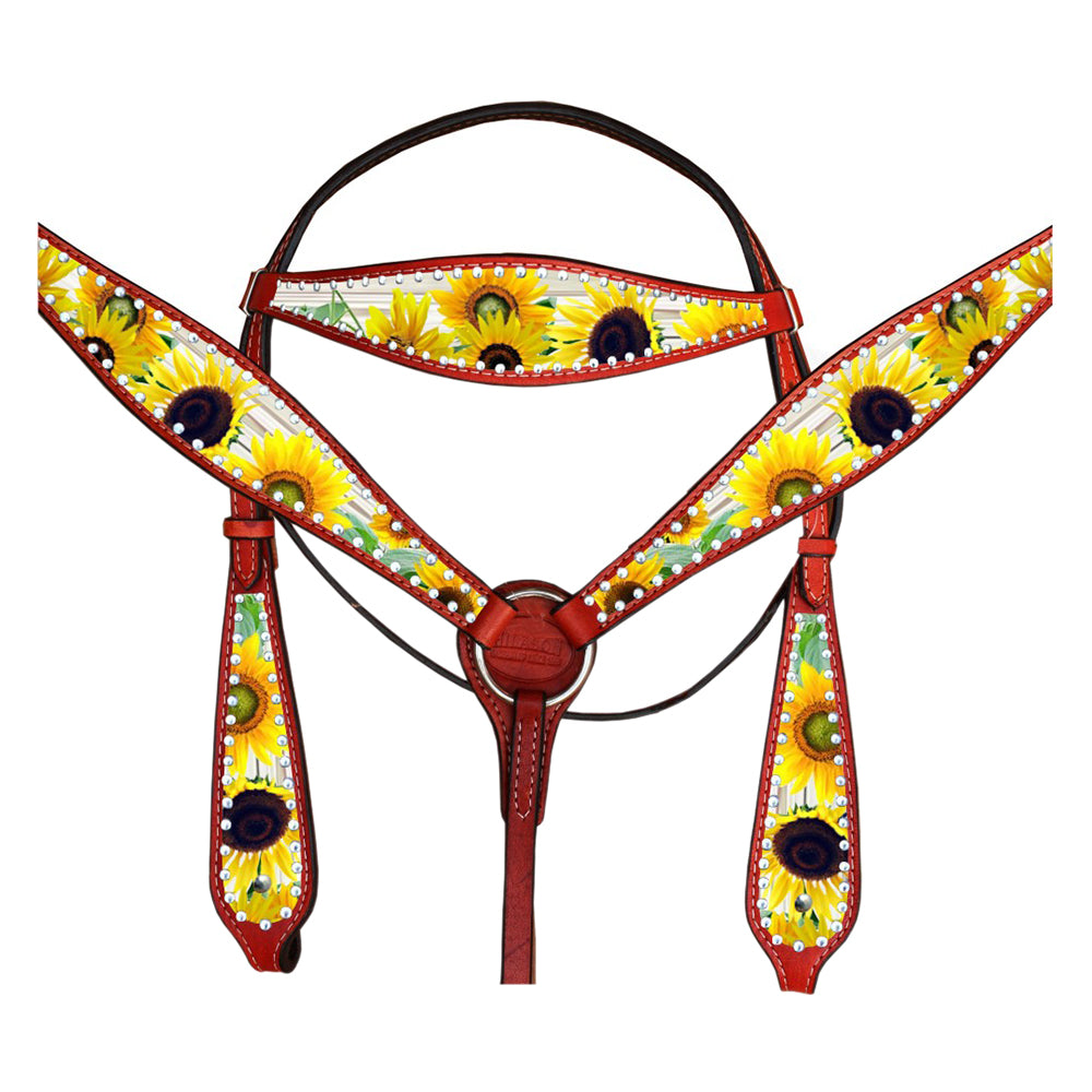 Western Horse Headstall Breast Collar Set American Leather Hilason
