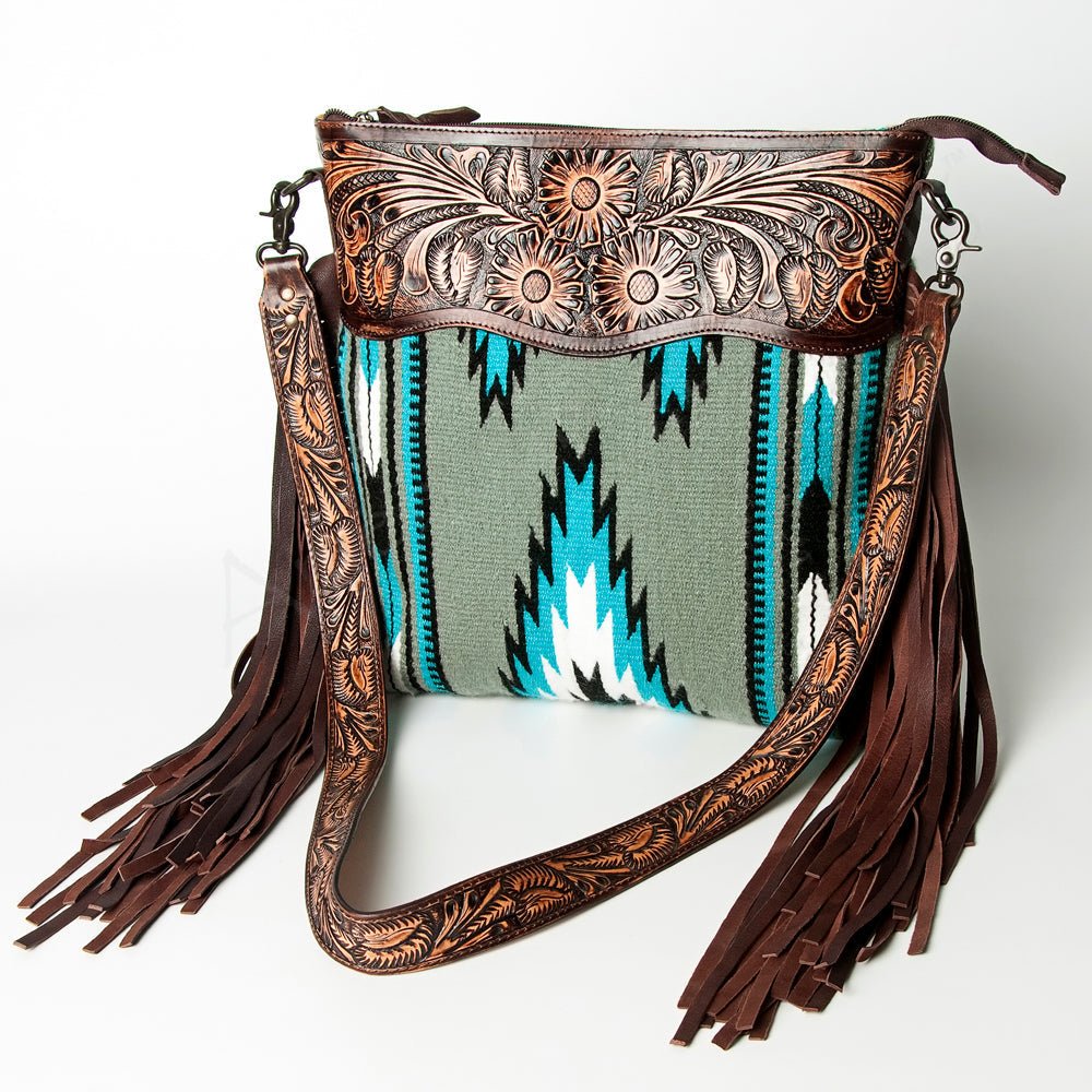 American Darling ADBGZ222 Signature Crossbody Hand Tooled Saddle Blanket Genuine Leather Women Bag Western Handbag Purse