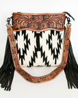 American Darling Cross Body Hand Tooled Hair On Genuine Leather Women Bag Western Handbag Purse