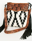 American Darling Cross Body Hand Tooled Hair On Genuine Leather Women Bag Western Handbag Purse