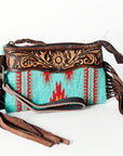 American Darling ADBGZ234 Wristlet Hand Tooled Saddle Blanket Genuine Leather Women Bag Western Handbag Purse