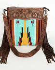 American Darling SIGNATURE CROSSBODY Hand Tooled Upcycled Wool Genuine Leather women bag western handbag purse