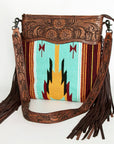 American Darling SIGNATURE CROSSBODY Hand Tooled Upcycled Wool Genuine Leather women bag western handbag purse