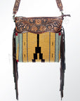 American Darling ADBGZ237 Signature Crossbody Hand Tooled Saddle Blanket Genuine Leather Women Bag Western Handbag Purse