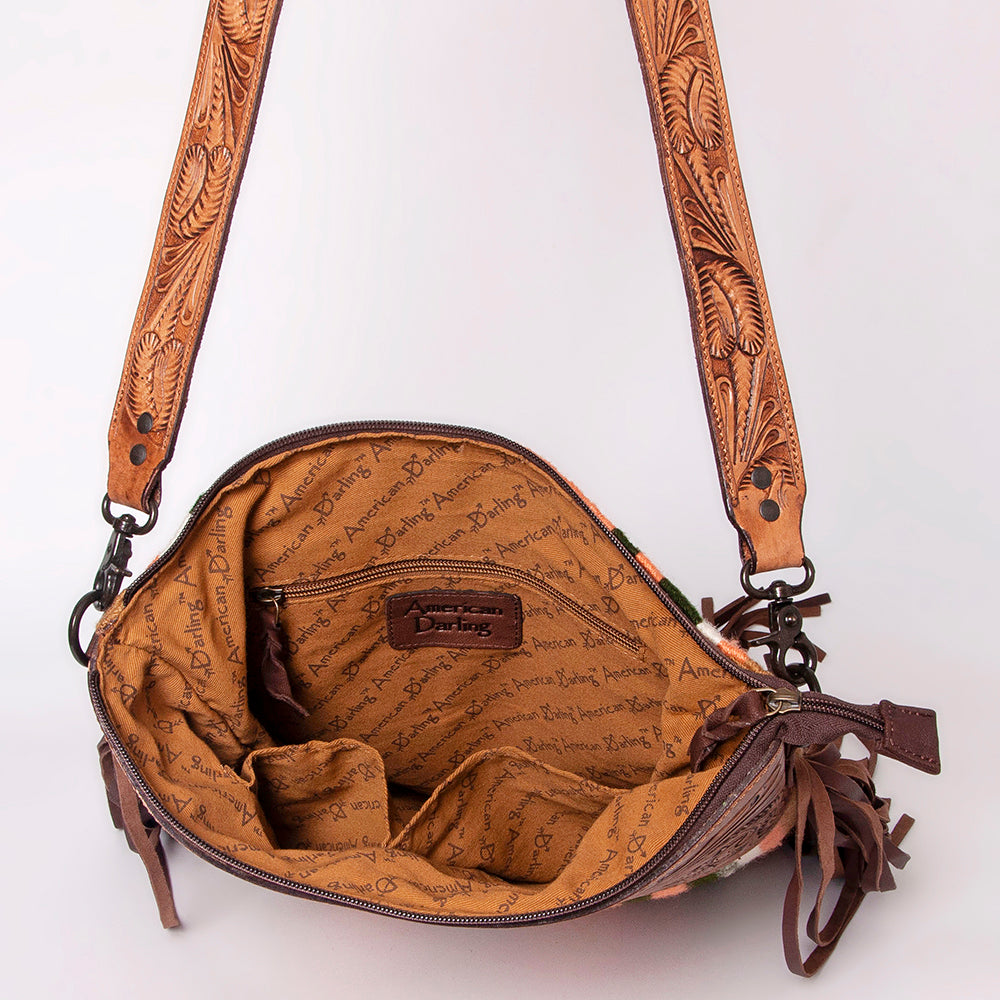 American Darling ADBGZ239 Signature Crossbody Hand Tooled Saddle Blanket Genuine Leather Women Bag Western Handbag Purse