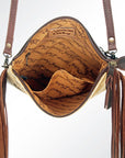 American Darling Western Small Crossbody Bag – Genuine Hair-On Cowhide Leather with Fringes, Adjustable Strap, Handcrafted in Texas
