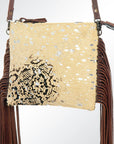 American Darling Western Small Crossbody Bag – Genuine Hair-On Cowhide Leather with Fringes, Adjustable Strap, Handcrafted in Texas