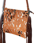American Darling Western Small Crossbody Bag – Genuine Hair-On Cowhide Leather with Fringes, Adjustable Strap, Handcrafted in Texas