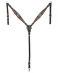 HILASON Western Horse Breast Collar American Leather Floral Tan Dark Brown