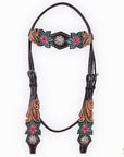 Hand-Carved Leather Western Headstall And Breast Collar Set For Training And Showing