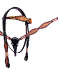 HILASON Western Horse Headstall Breast Collar Set American Leather Tan | Tack for Horses