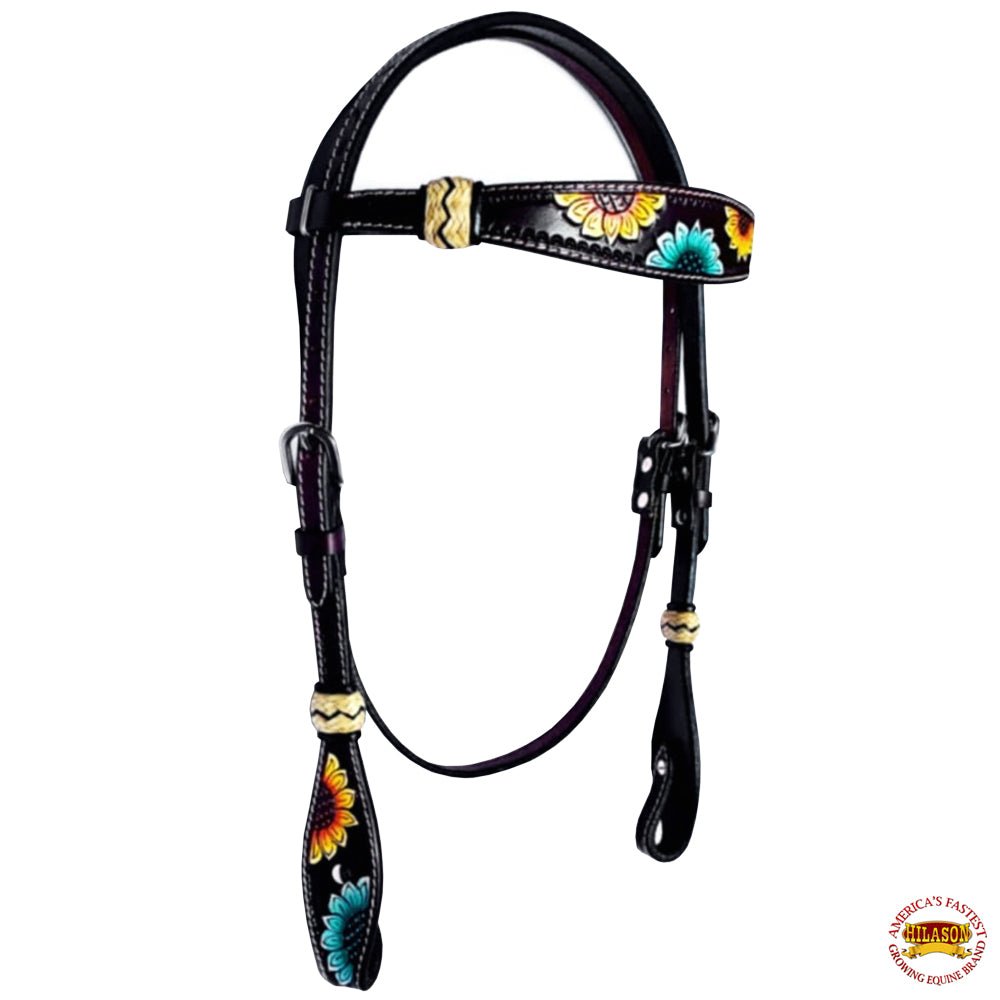 HILASON Western Horse Headstall &amp; Breast Collar American Leather Floral Carving