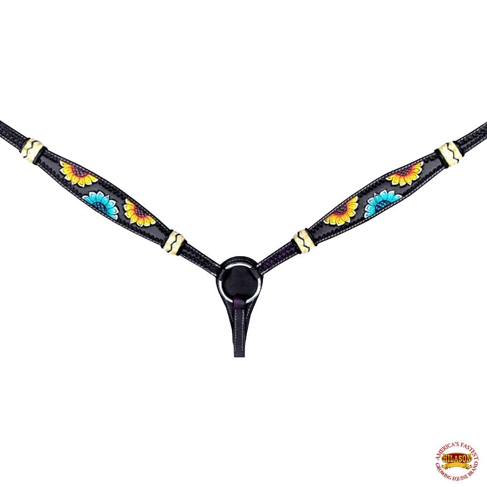 HILASON Western Horse Headstall &amp; Breast Collar American Leather Floral Carving