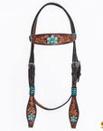 Hand-Carved Leather Western Headstall And Breast Collar Set For Training And Showing