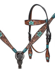 Hand-Carved Leather Western Headstall And Breast Collar Set For Training And Showing