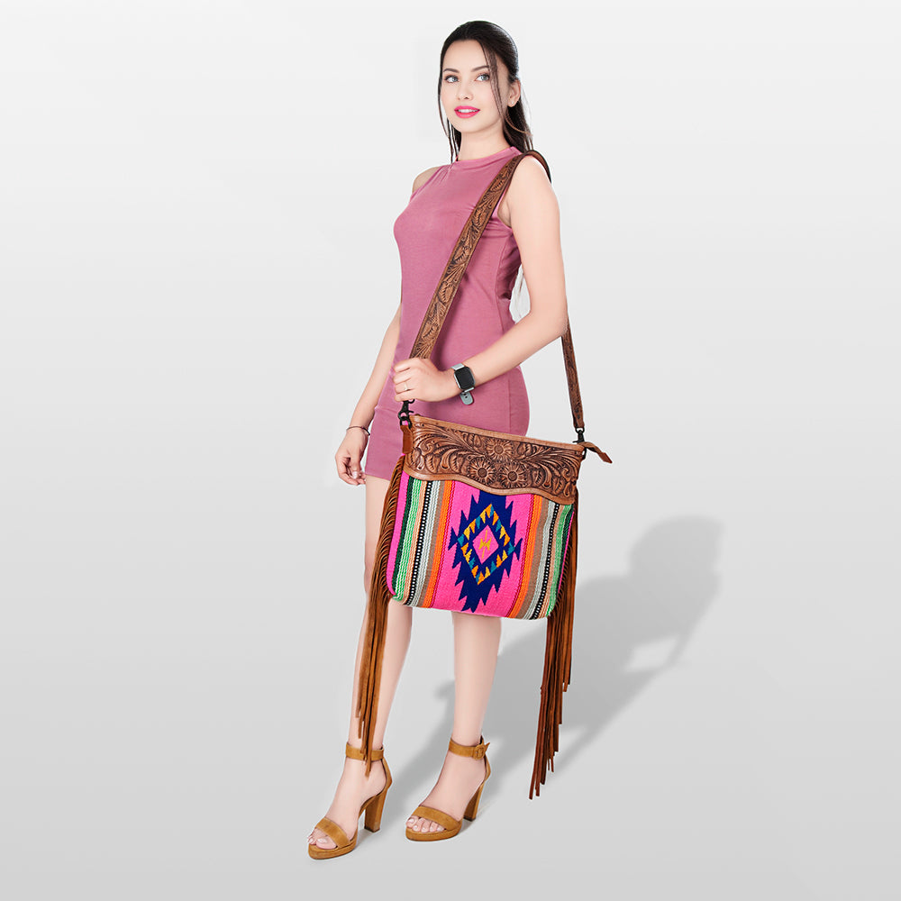 American Darling ADBGZ254 Signature Crossbody Hand Tooled Saddle Blanket Genuine Leather Women Bag Western Handbag Purse