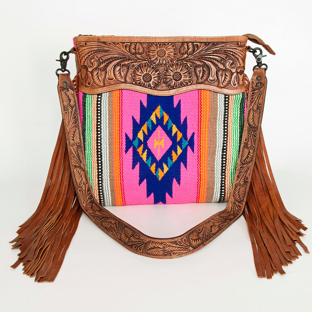 American Darling ADBGZ254 Signature Crossbody Hand Tooled Saddle Blanket Genuine Leather Women Bag Western Handbag Purse