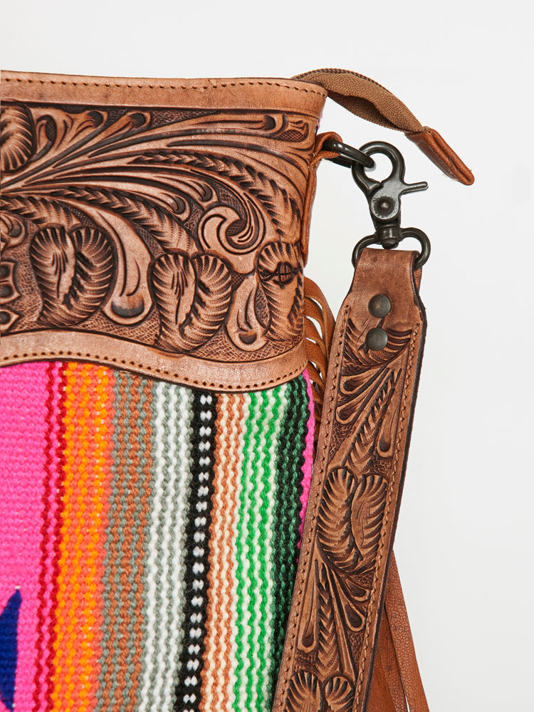 American Darling ADBGZ254 Signature Crossbody Hand Tooled Saddle Blanket Genuine Leather Women Bag Western Handbag Purse