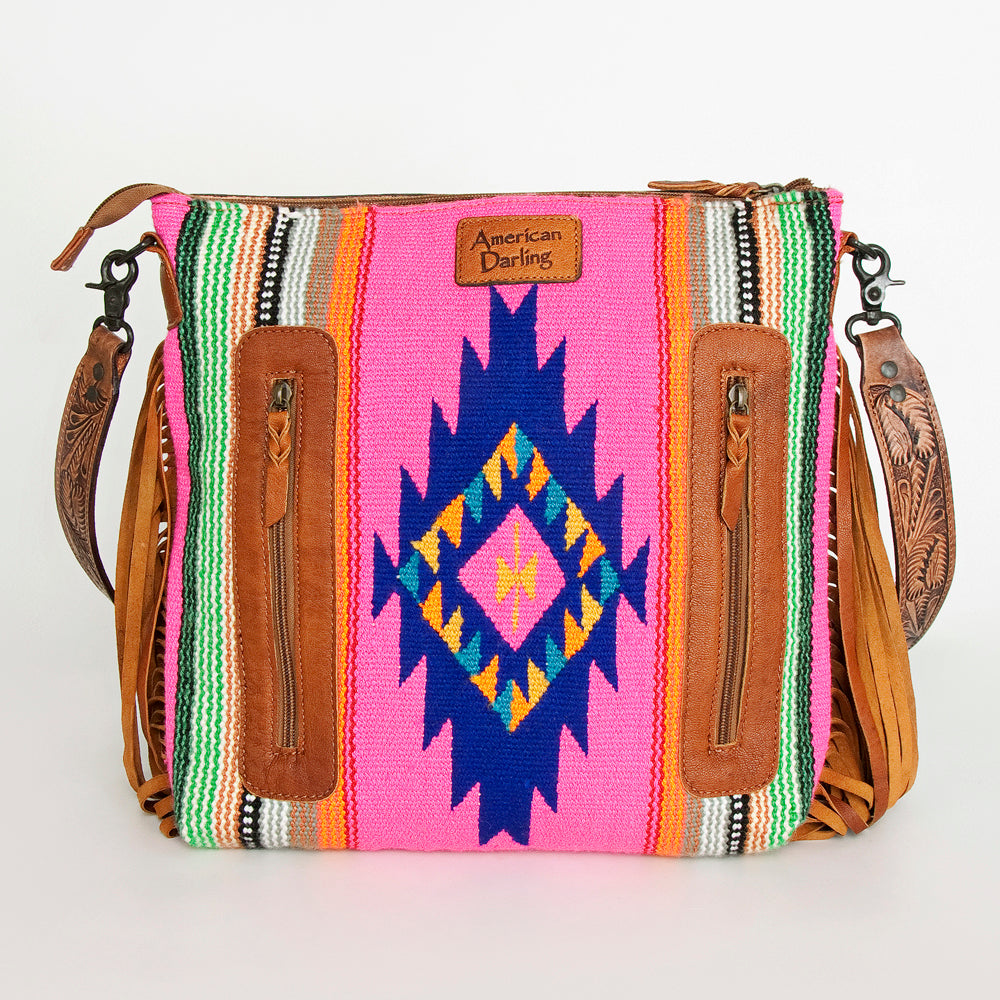 American Darling ADBGZ254 Signature Crossbody Hand Tooled Saddle Blanket Genuine Leather Women Bag Western Handbag Purse