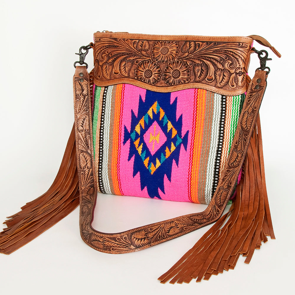 American Darling ADBGZ254 Signature Crossbody Hand Tooled Saddle Blanket Genuine Leather Women Bag Western Handbag Purse