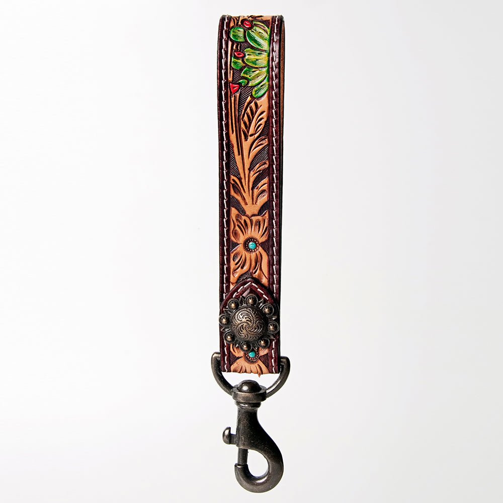 American Darling ADBRF129 Hand Tooled Genuine Leather Handle Strap For Wristlet Bags