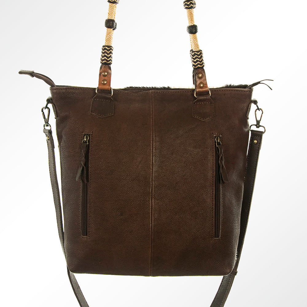 American Darling ADBG540BRW Tote Hand Tooled Hair-On Genuine Leather Women Bag Western Handbag Purse