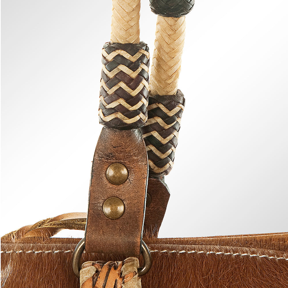 American Darling ADBG541TAW Tote Hand Tooled Hair-On Genuine Leather Women Bag Western Handbag Purse