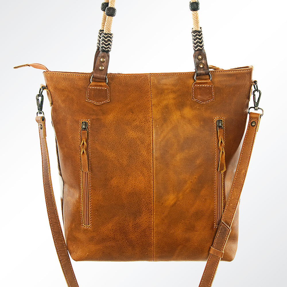 American Darling ADBG541TAW Tote Hand Tooled Hair-On Genuine Leather Women Bag Western Handbag Purse