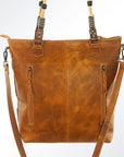American Darling ADBG541TAW Tote Hand Tooled Hair-On Genuine Leather Women Bag Western Handbag Purse