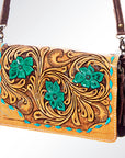 American Darling ADBG545 Organiser Hand Tooled Genuine Leather Women Bag Western Handbag Purse