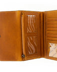 American Darling ADBG549TAW Wallet Hand Tooled Hair-On Genuine Leather Women Bag Western Handbag Purse