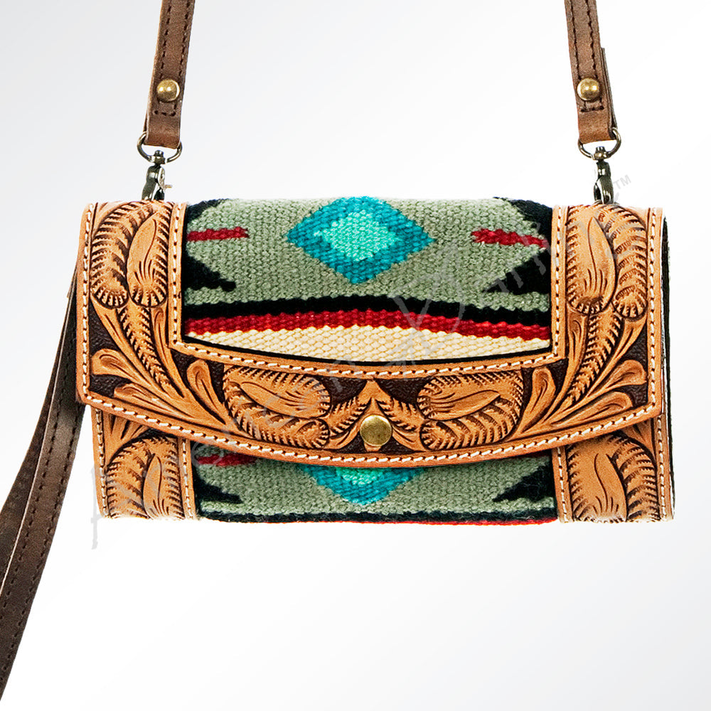 ADBG557DAR1 American Darling Hand Tooled Saddle Blanket Genuine Leather Women Bag Western Handbag Purse