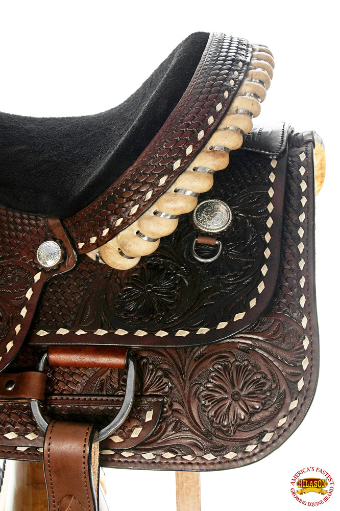 HILASON Western Horse Saddle American Leather Ranch Roping Cowboy | Hand Tooled Wade &amp; For Horses