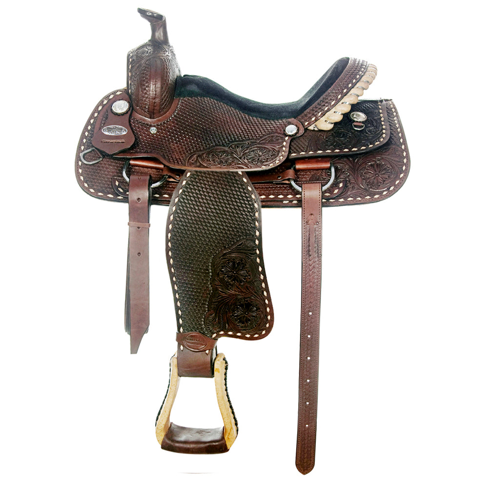 HILASON Western Horse Saddle American Leather Ranch Roping Cowboy | Hand Tooled Wade &amp; For Horses