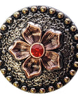 HILASON Western Screw Back Antique Brass Finish Concho W/ Red Rhinestones