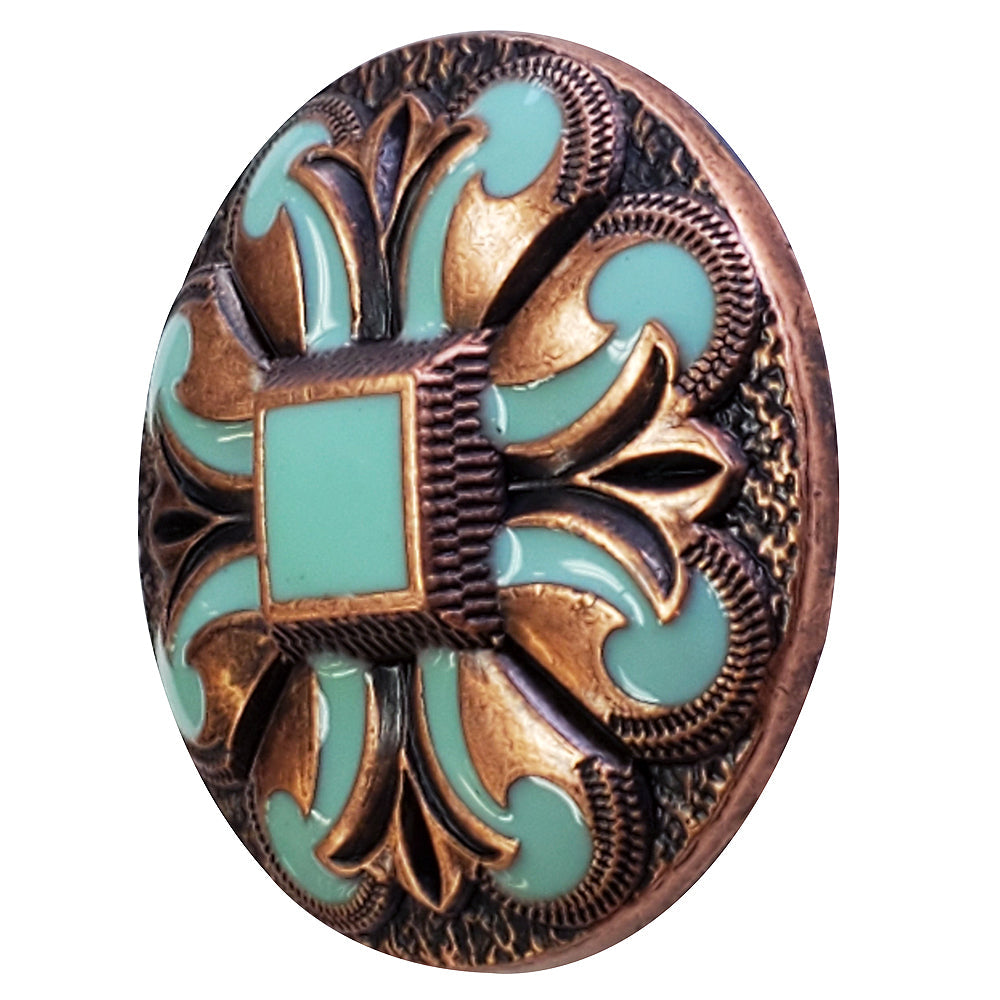 HILASON Western Screw Back Antique Copper Enamel Concho Turquoise Saddle &amp; Tack