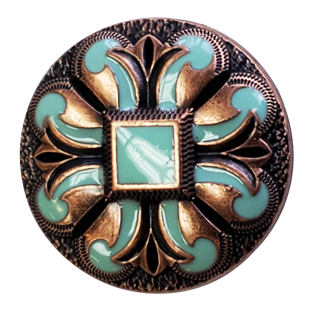 HILASON Western Screw Back Antique Copper Enamel Concho Turquoise Saddle &amp; Tack