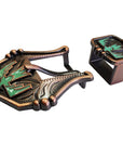3/4" Hilason Western Horse Buckle Concho And Keeper Antique Copper Turquoise Enamel Concho Brown