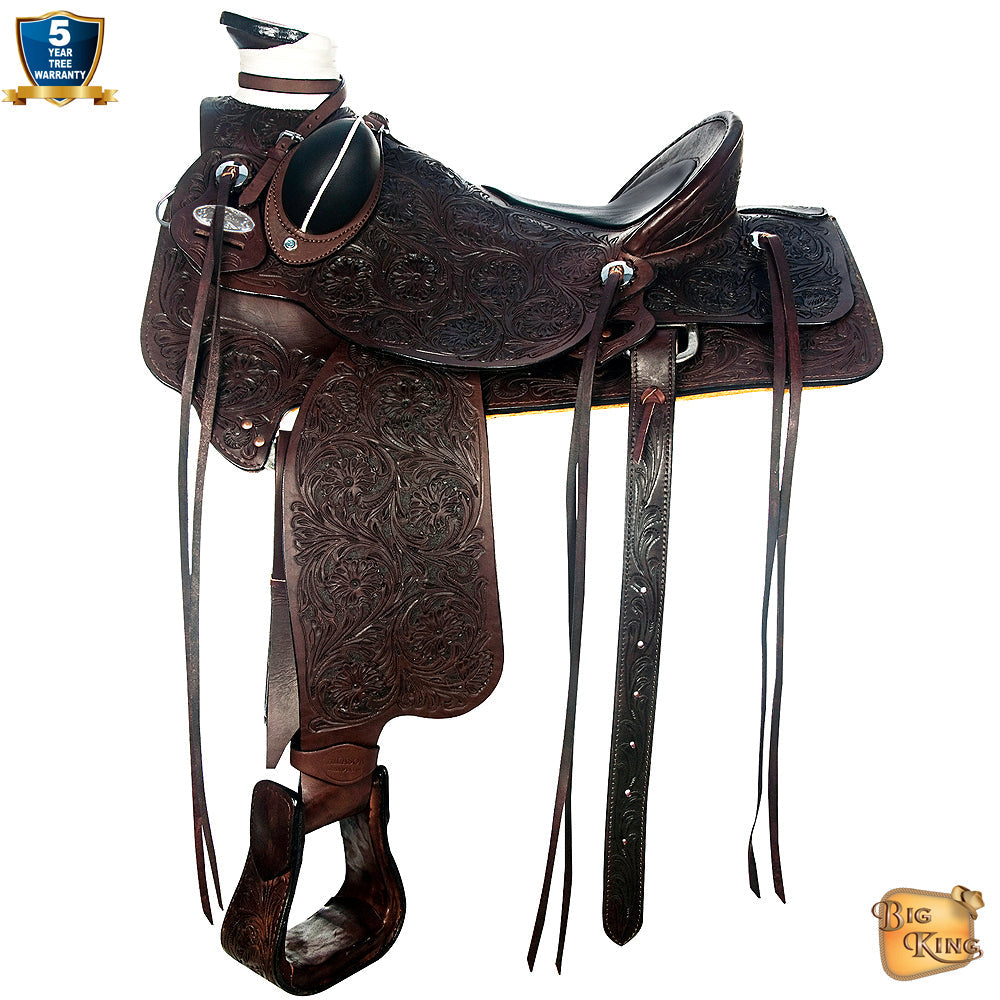 Western Horse Wade Saddle American Leather Ranch Roping Dark Brown Hilason